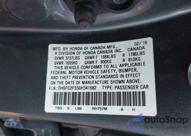 2HGFC2F55GH541682: 43644370