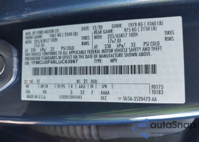 1FMCU0F68LUC63987: 43644393