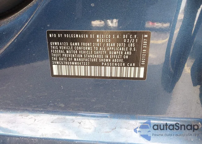 3VWC57BU9MM047227: 43644423