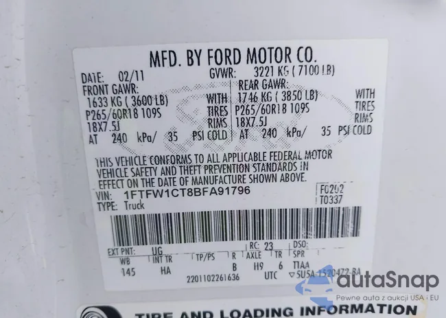 1FTFW1CT8BFA91796: 43644475