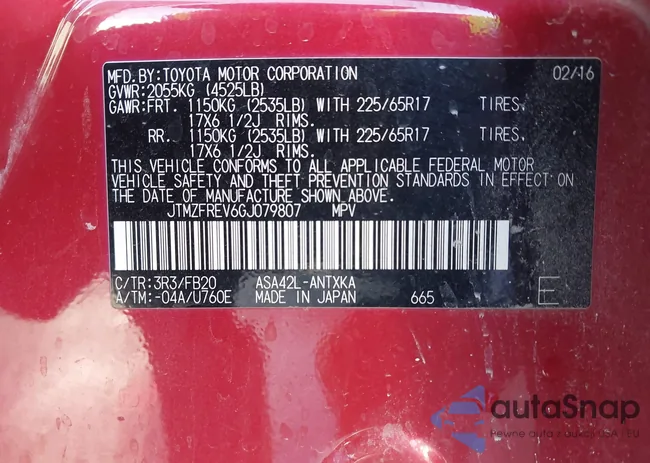 JTMZFREV6GJ079807: 43644496