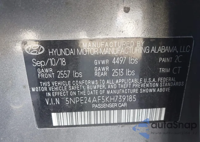 5NPE24AF5KH739185: 43644499