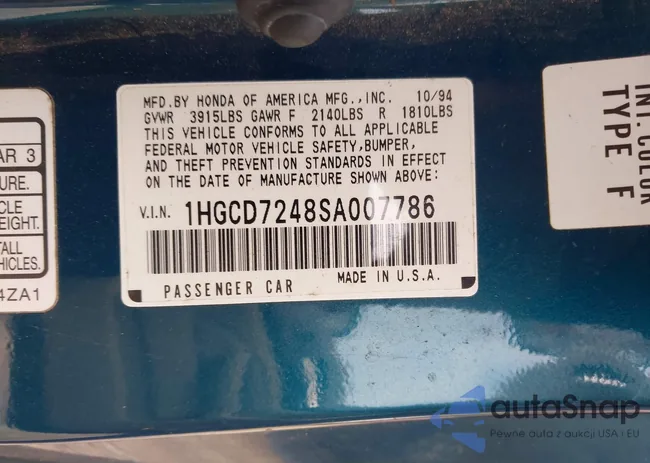 1HGCD7248SA007786: 43643898