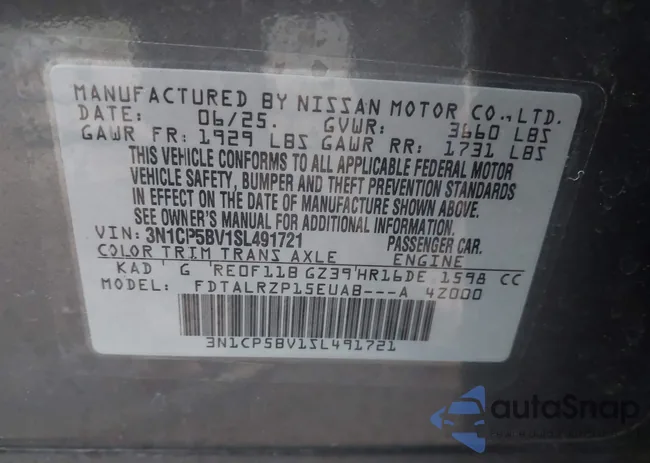 3N1CP5BV1SL491721: 43644182