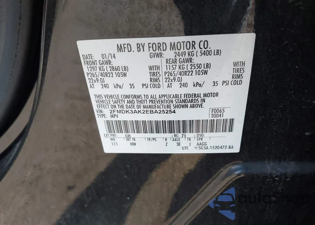 2FMDK3AK2EBA25254: 43645323