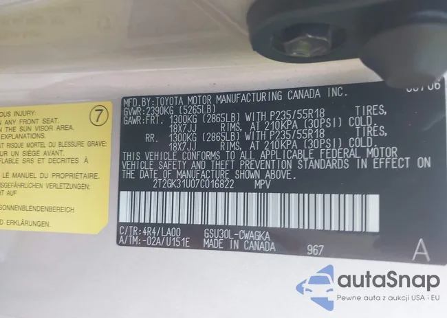 2T2GK31U07C016822: 43645403