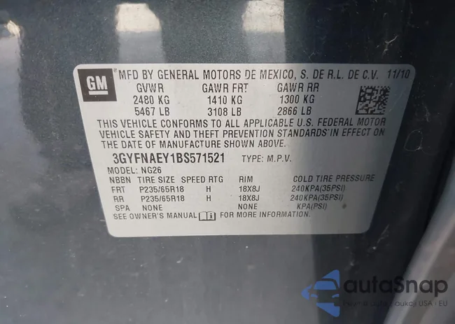 3GYFNAEY1BS571521: 43645459