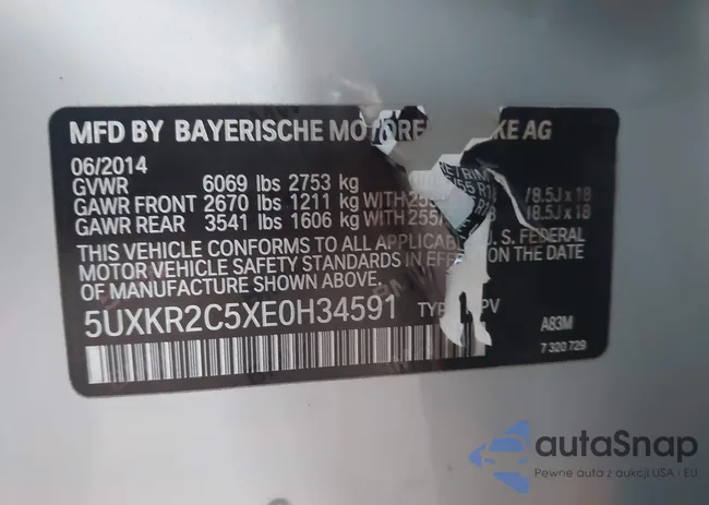 5UXKR2C5XE0H34591: 43645541