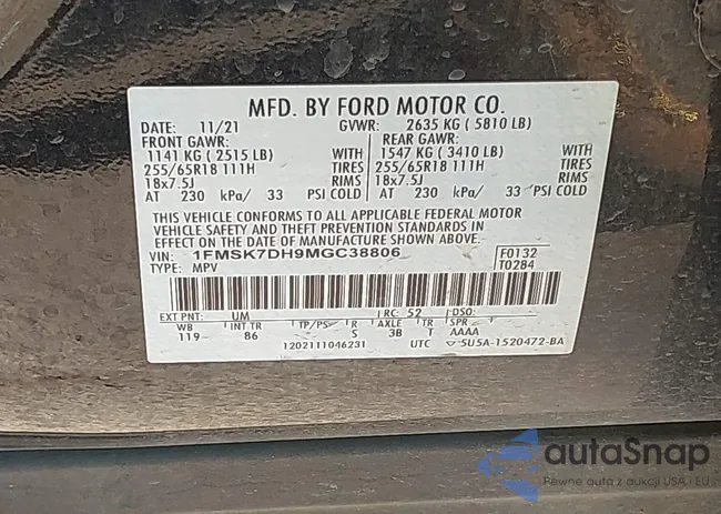 1FMSK7DH9MGC38806: 43645594