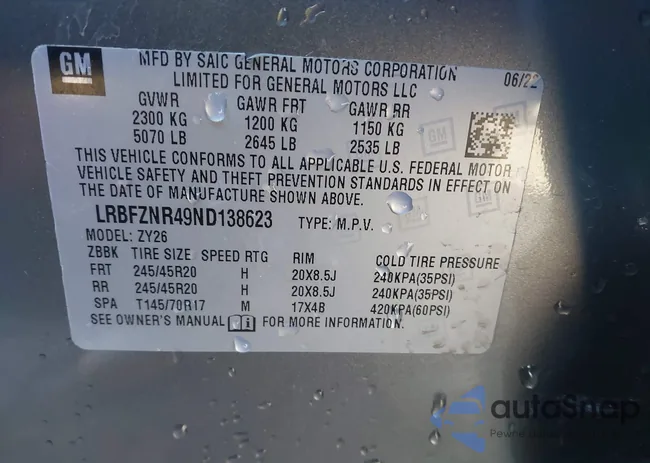 LRBFZNR49ND138623: 43645707