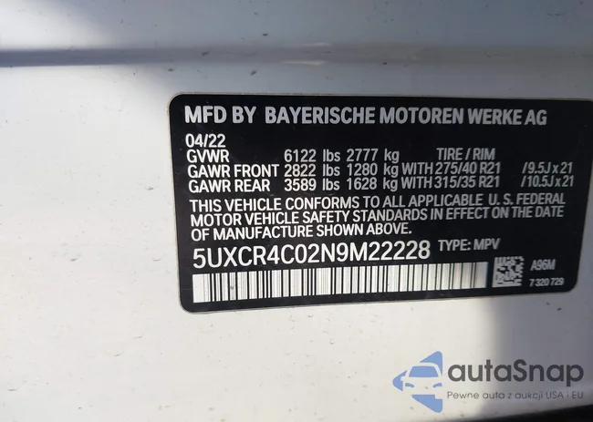 5UXCR4C02N9M22228: 43645775