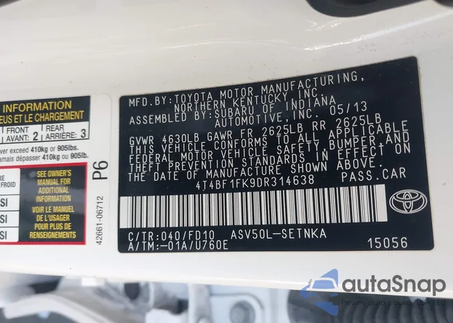 4T4BF1FK9DR314638: 43644835