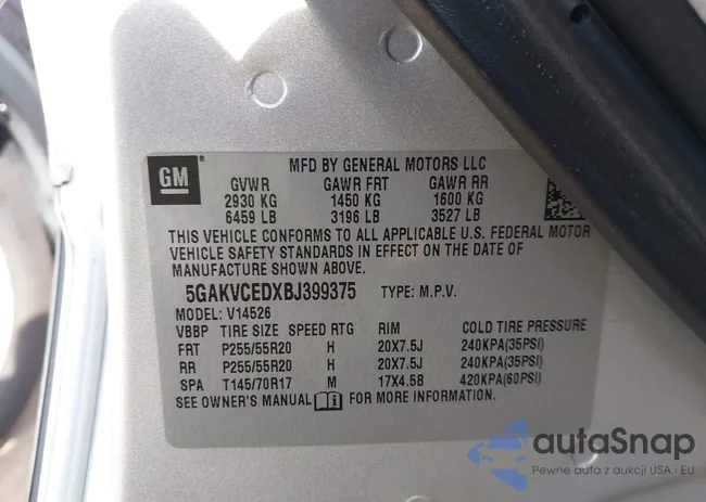 5GAKVCEDXBJ399375: 43644903