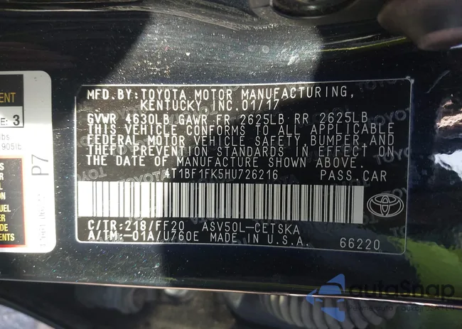 4T1BF1FK5HU726216: 43644925