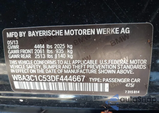 WBA3C1C53DF444667: 43645016