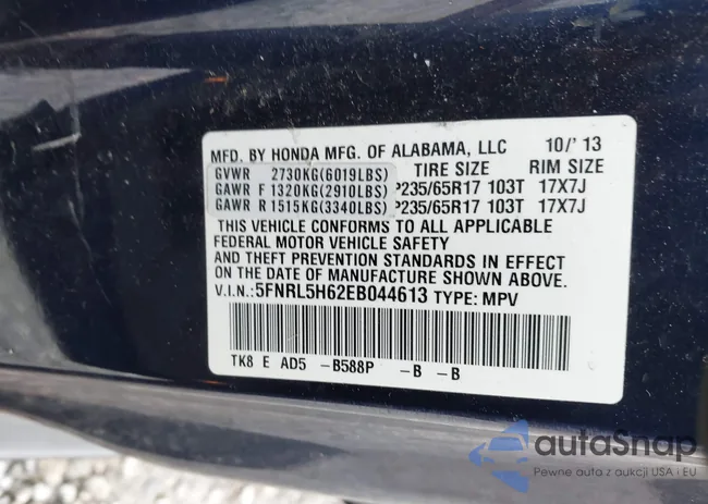 5FNRL5H62EB044613: 43645044