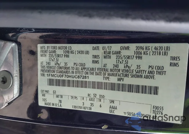 1FMCU0F70HUC87281: 43645083