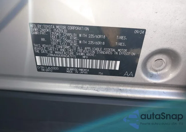 JTMAAAAAXRA047915: 43646243