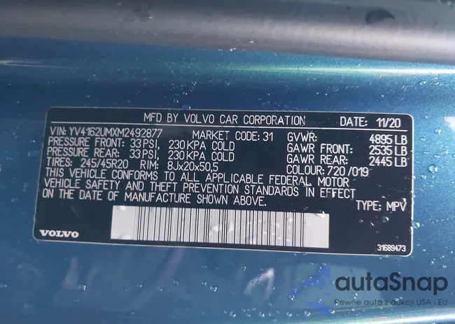 YV4162UMXM2492877: 43646242