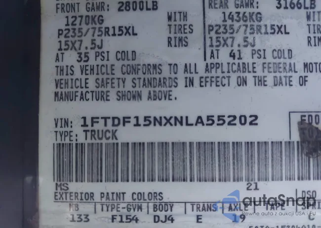 1FTDF15NXNLA55202: 43646320