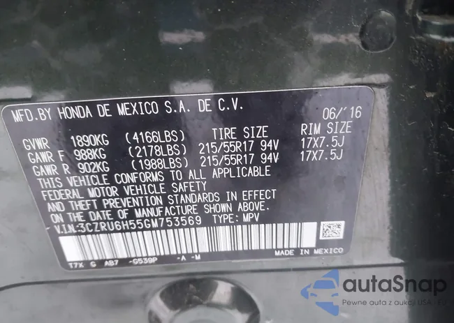 3CZRU6H55GM753569: 43646341