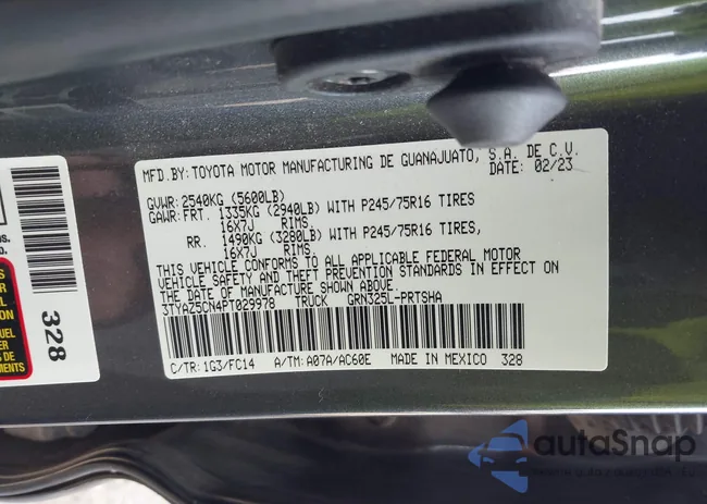 3TYAZ5CN4PT029978: 43646450