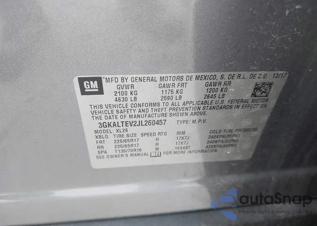 3GKALTEV2JL260457: 43646782