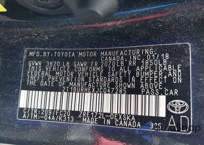 2T1BURHEXJC047285: 43645924