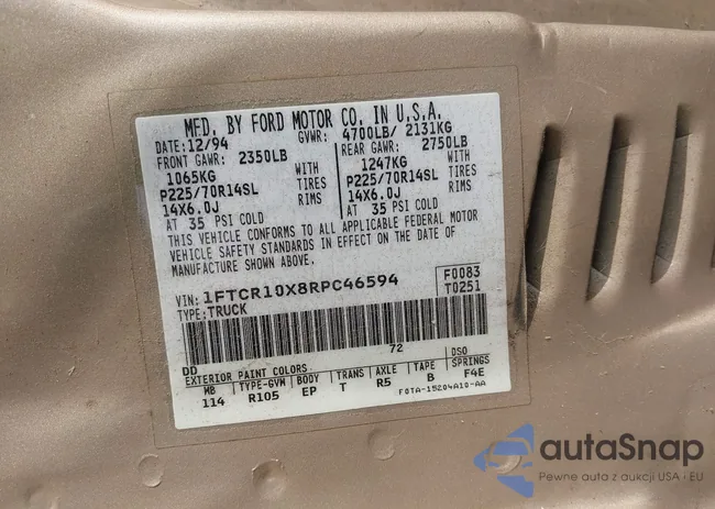 1FTCR10X8RPC46594: 43645938