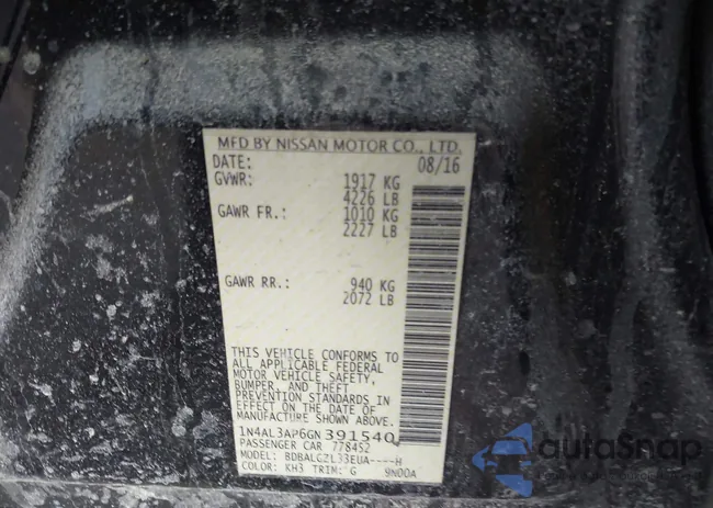 1N4AL3AP6GN391540: 43646183