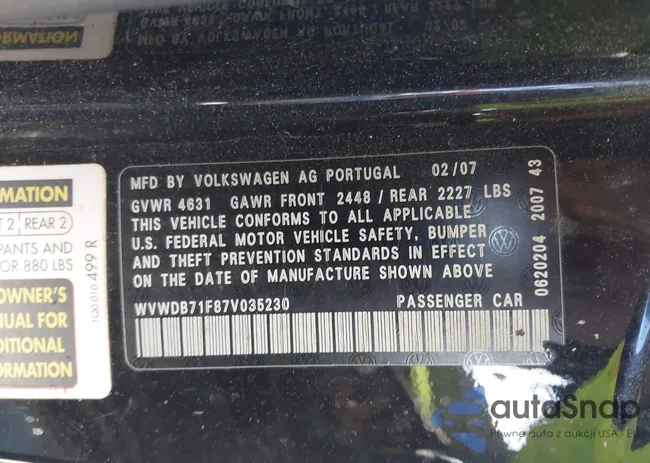 WVWDB71F87V035230: 43647220