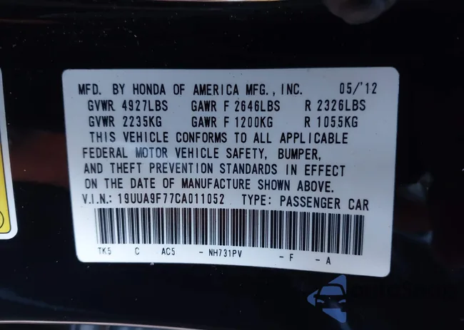 19UUA9F77CA011052: 43647558