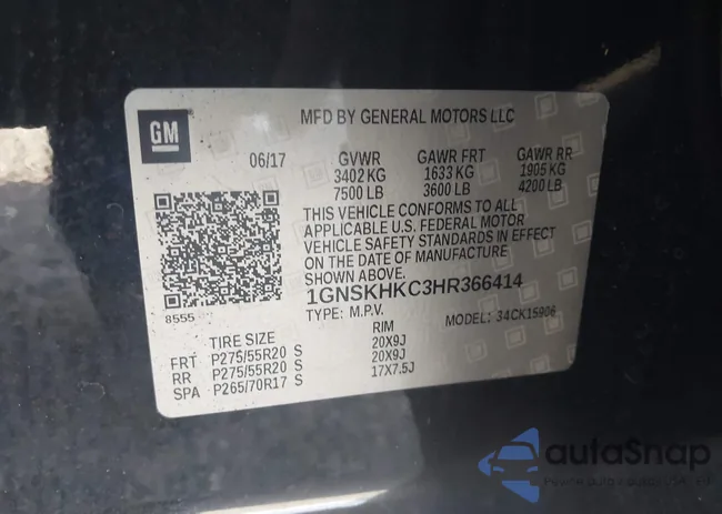 1GNSKHKC3HR366414: 43647647