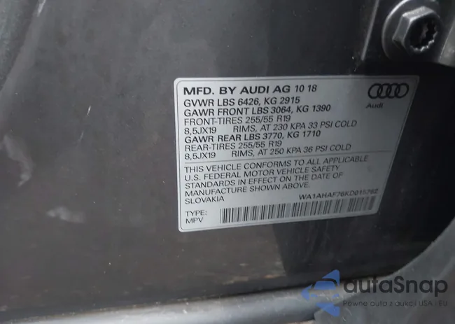 WA1AHAF76KD015762: 43647671