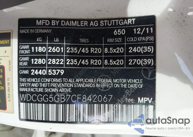 WDCGG5GB7CF842067: 43647710