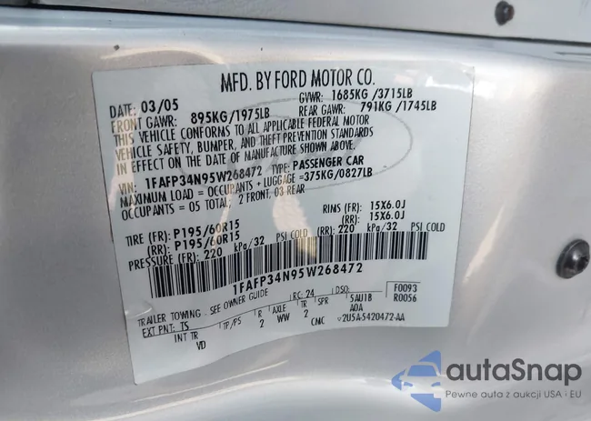 1FAFP34N95W268472: 43646907