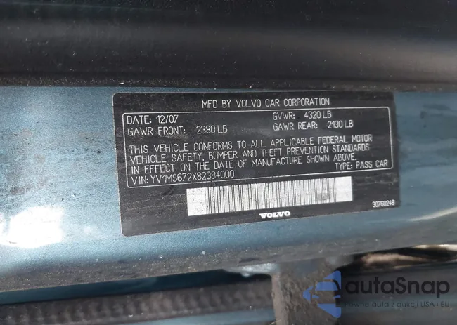 YV1MS672X82384000: 43647002