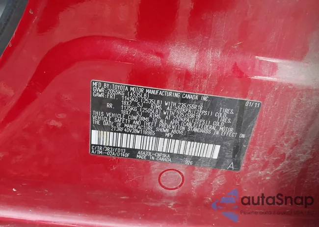 2T3RF4DV3BW118965: 43647097