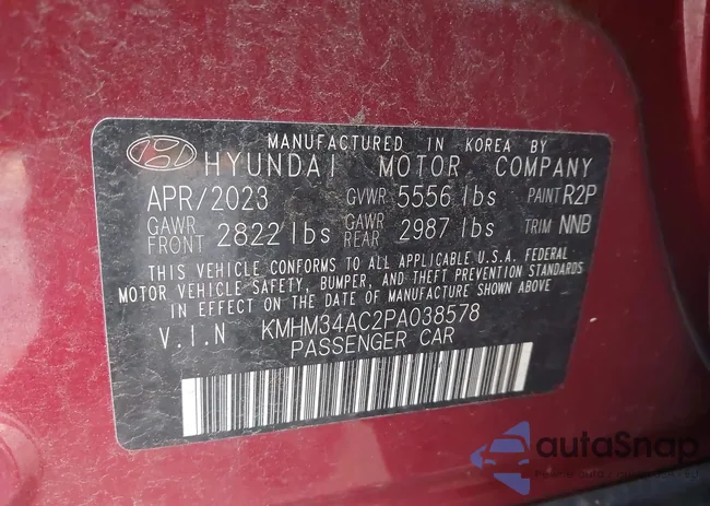 KMHM34AC2PA038578: 43648287