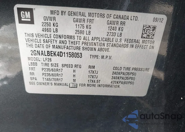 2GNALBEK4D1158053: 43648332