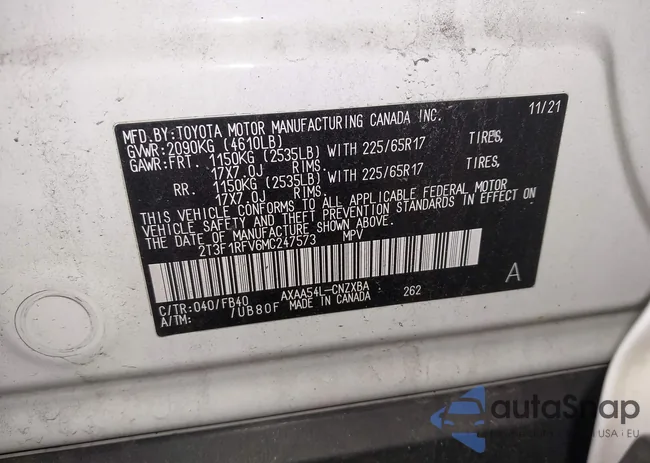 2T3F1RFV6MC247573: 43648424