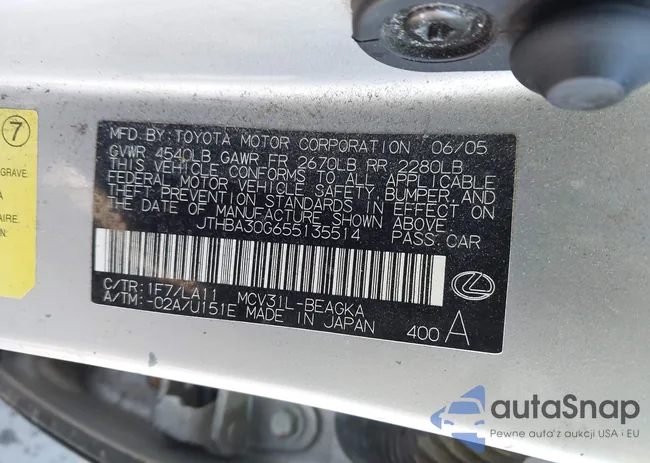 JTHBA30G655135514: 43648481