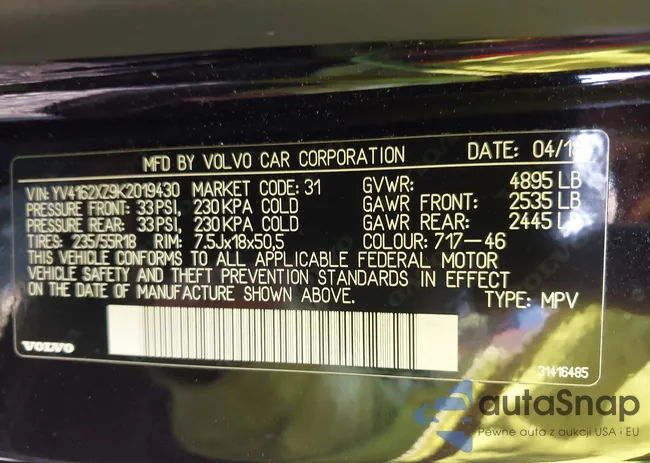 YV4162XZ9K2019430: 43648619