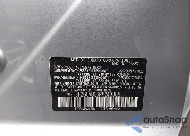 JF2GUADC6R8243888: 43648662