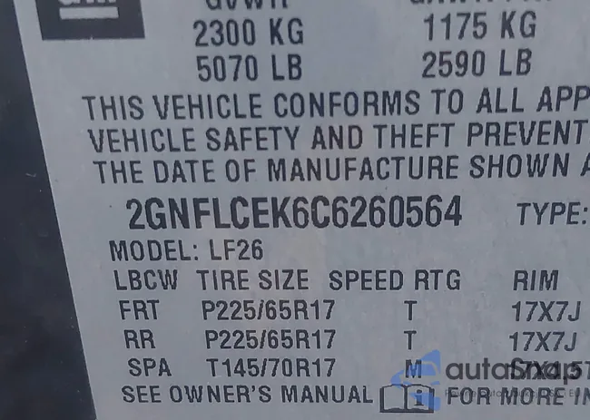 2GNFLCEK6C6260564: 43648698