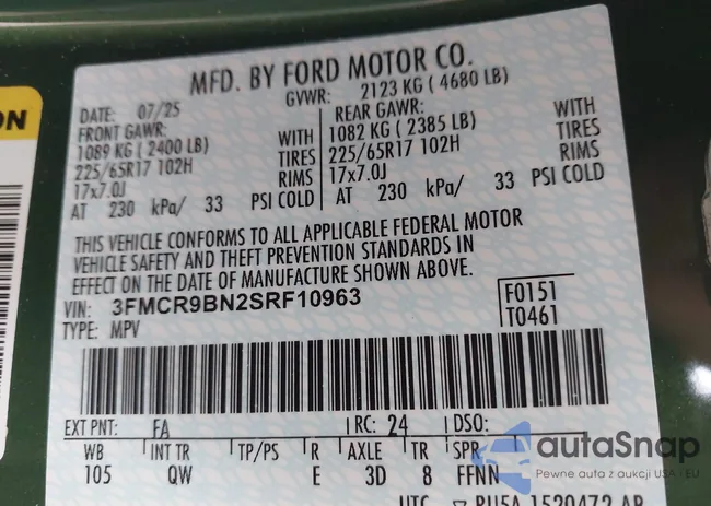 3FMCR9BN2SRF10963: 43648714