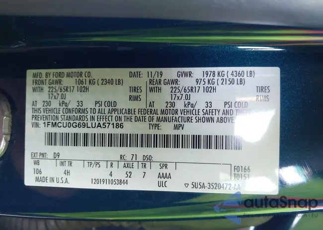 1FMCU0G69LUA57186: 43648745