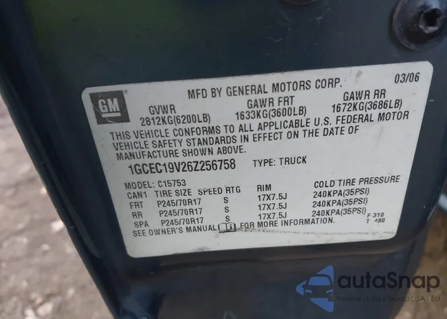 1GCEC19V26Z256758: 43647875