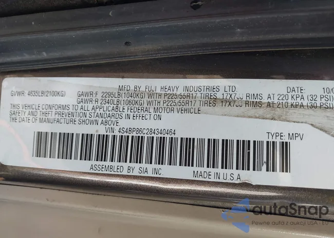 4S4BP86C284340464: 43648073