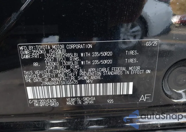 JTMABABA1SA103435: 43649201